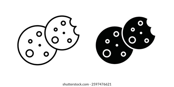 Cookie vector icon set black filled and outlined style.