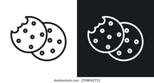 Cookie vector icon set in black and white color.