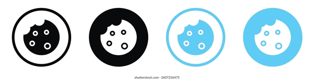 Cookie vector icons in black and blue colors