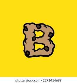 letra vectorial de la cookie b de la comida de la hierba de la cepa de la torta