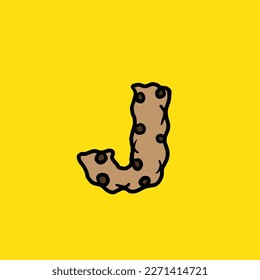 letra vectorial de cookie j de la comida de la hierba de la cepa del pastel