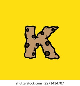 carta vectorial de la cookie k de la comida de la hierba de la cepa del pastel
