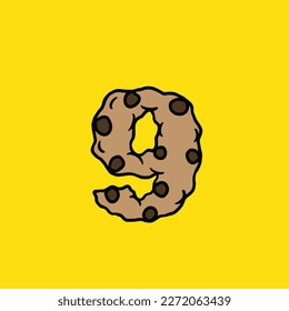 vector de cookie número 9 de la comida de hierba de la cepa del pastel