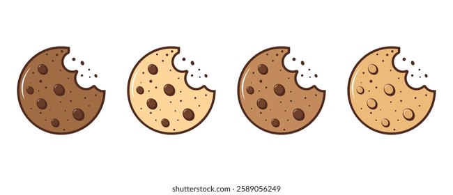 Cookie vector set. Biscuit and snack vector icon, Bakery dessert food. Vector illustration