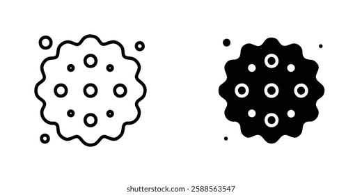 Cookie vectors icons set in filled and strokes on white background