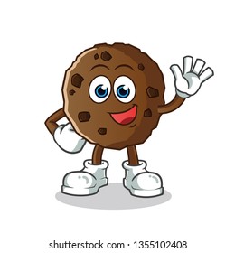 cookie waving mascot vector cartoon illustration