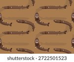 Cookiecutter Shark Cartoon Seamless Pattern Background Wallpaper