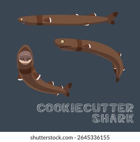 Ilustración vectorial de dibujos animados de tiburón Cookiecutter