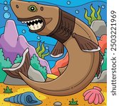 Cookiecutter Shark Colored Cartoon Illustration