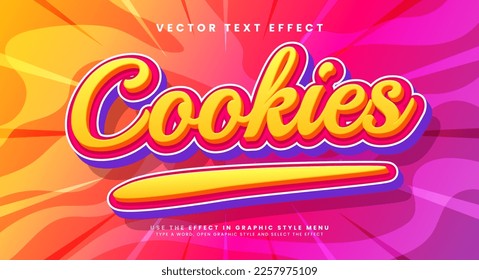 Cookies 3d editable vector text style effect, suitable for sweet food themes