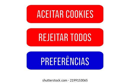 Botões Ícones Cookies - Aceitar Cookies, Rejeitar Todos, Preferências - Portuguese  Language Cookies Icon Buttons - Accept Cookies, Reject All, Preferences - Bebas Neue Model