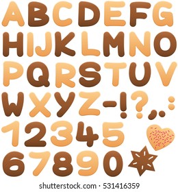 Cookies alphabet - sweet biscuit letters and numbers.