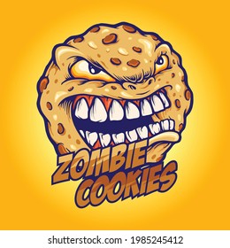 cookies angry zombie mascot Vector illustrations for your work Logo, mascot merchandise t-shirt, stickers and Label designs, poster, greeting cards advertising business company or brands. svg