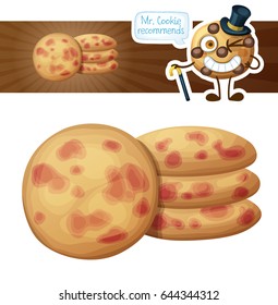 Cookies with berries illustration. Cartoon vector icon. Series of food and drink and ingredients for cooking.