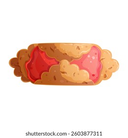 Cookies with berry filling in close-up. The concept of confectionery, cakes, pastries, cooking, confectionery. Isolated vector illustration for the design of menus, posters, banners, covers