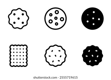 cookies, biscuit, snack icon set	