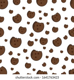 cookies bitten off brown vector illustration meal pattern ornament sweets white background 