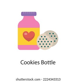Cookies Flasche Vektor Flaches Symbol Design Illustration. Liebessymbol auf weißem Hintergrund EPS10-Datei