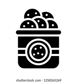 Cookies box vector, grocery store related solid design icon