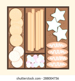 Cookies in a box.Vector illustration