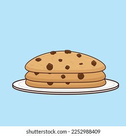 cookies breakfast biscuit cookies with milk cartoon vector logo design illustration