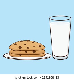cookies breakfast biscuit cookies with milk cartoon vector logo design illustration