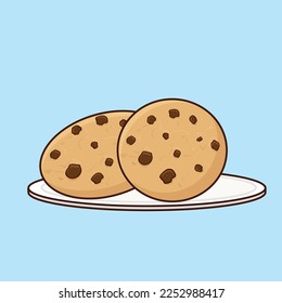 cookies breakfast biscuit cookies with milk cartoon vector logo design illustration