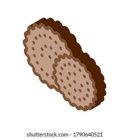 Vector de iconos de aperitivos de desayuno Cookies. La Panadería Isometric Round Crispy Cookies el cartel de postre Crunchy Calorie. ilustración de símbolo aislado de color