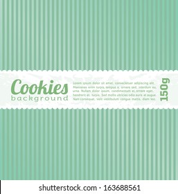 Cookies and cakes, package, green - turquoise, background