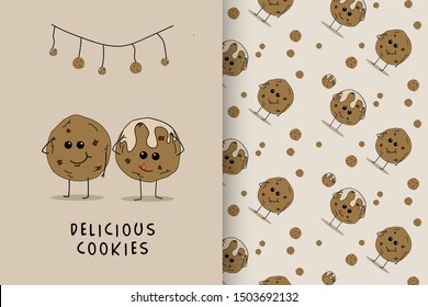 Cookies card and pattern background
