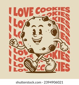 Cookies character, retro cartoon mascot character