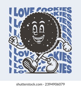 Cookies character, retro cartoon mascot character