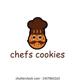 cookies chef logo with mustache and chef hat