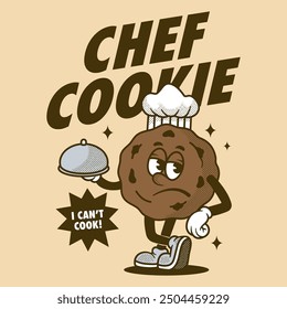 Cookies chef retro cartoon vector hand drawn