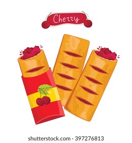 Cookies with a cherry stuffing isolated on white background