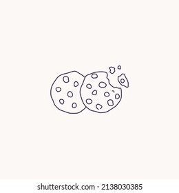 Cookies with choco chips line style icon.
