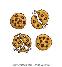 cookies choco chips vector on white background. use for illustration or cookies wallpaper