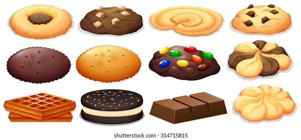 Cookies and chocolate bar illustration