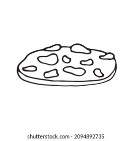 Cookies with chocolate chips. Doodle style. The style of a hand-drawn sketch. Vector illustration isolated on a white background