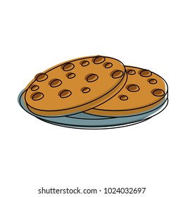 Cookies with chocolate chips on dish