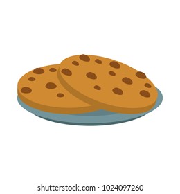 Cookies with chocolate chips on dish