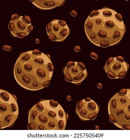 Cookies with Chocolate Chips Seamless Pattern. Vector