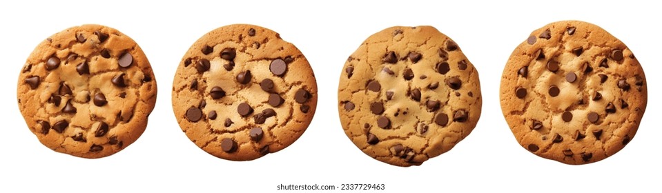 Cookies with chocolate chips vector set isolated on white