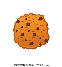 Cookies with chocolate Drops. Oatmeal Biscuits on white background. Sweet Cracker isolated
