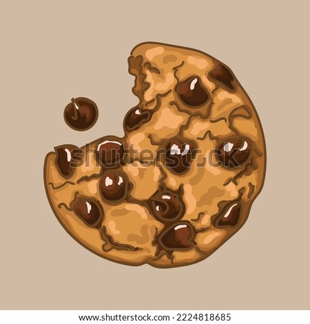 Cookies with chocolate drops. Vector graphics