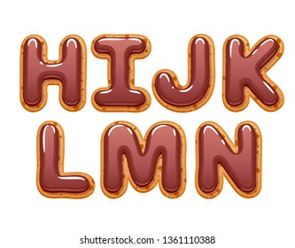 Cookies with chocolate icing abc letters set - sweet biscuits alphabet design.