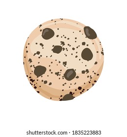 Cookies with chocolate top view. Vector, white background, isolated.