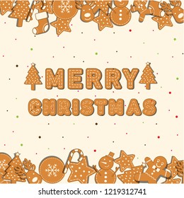 Cookies Christmas icon set place on background and Merry Christmas character.Can be used in the advertising  to use.
