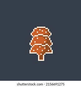 cookies with christmas tree shape in pixel art style