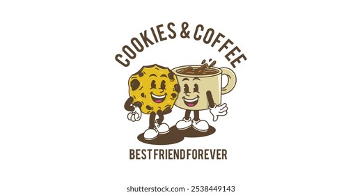 cookies and coffee mascot retro vintage illustration